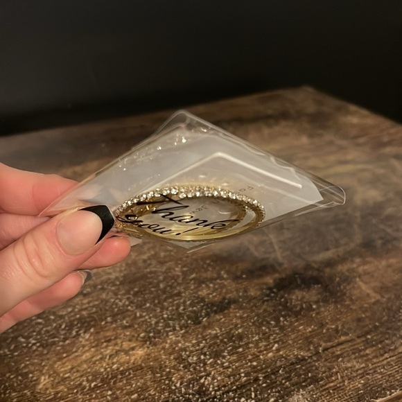 Large Gold Hoops Earrings For Women Gold color with faux diamonds around - Picture 6 of 6